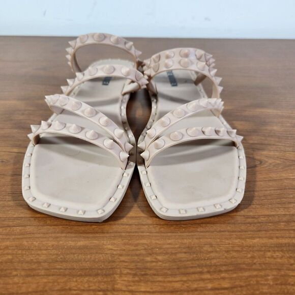 Steve Madden Sandals Size 7 Selina Strappy Spike Studded Slip On Blush - Picture 3 of 12